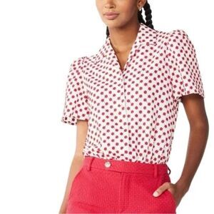 Draper James RSVP Floral Red and White Bodysuit (XS)